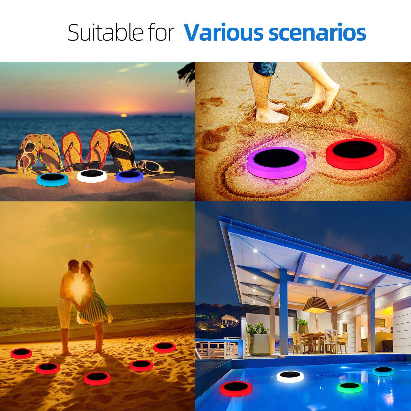 新款太阳能泳池灯遥控16色LED发光水漂灯户外别墅装饰灯