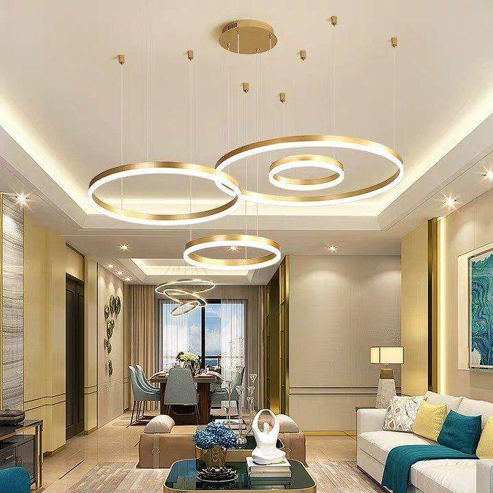 客厅吊灯现代简约个性创意网红圆环灯后现代轻奢大气餐厅卧室灯具