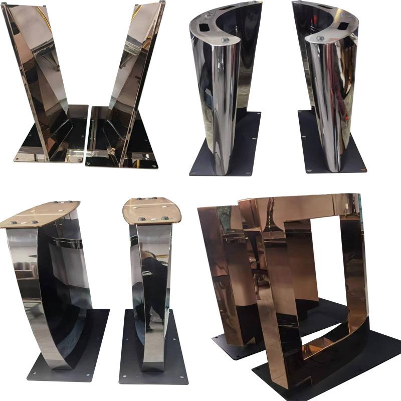 岩板大理石长台桌架桌腿轻奢餐不锈钢桌腿桌子腿钢架餐台脚圆桌底