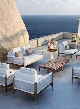 亚藤新款实木沙发茶几组合花园庭院别墅阳光房柚木藤艺家具