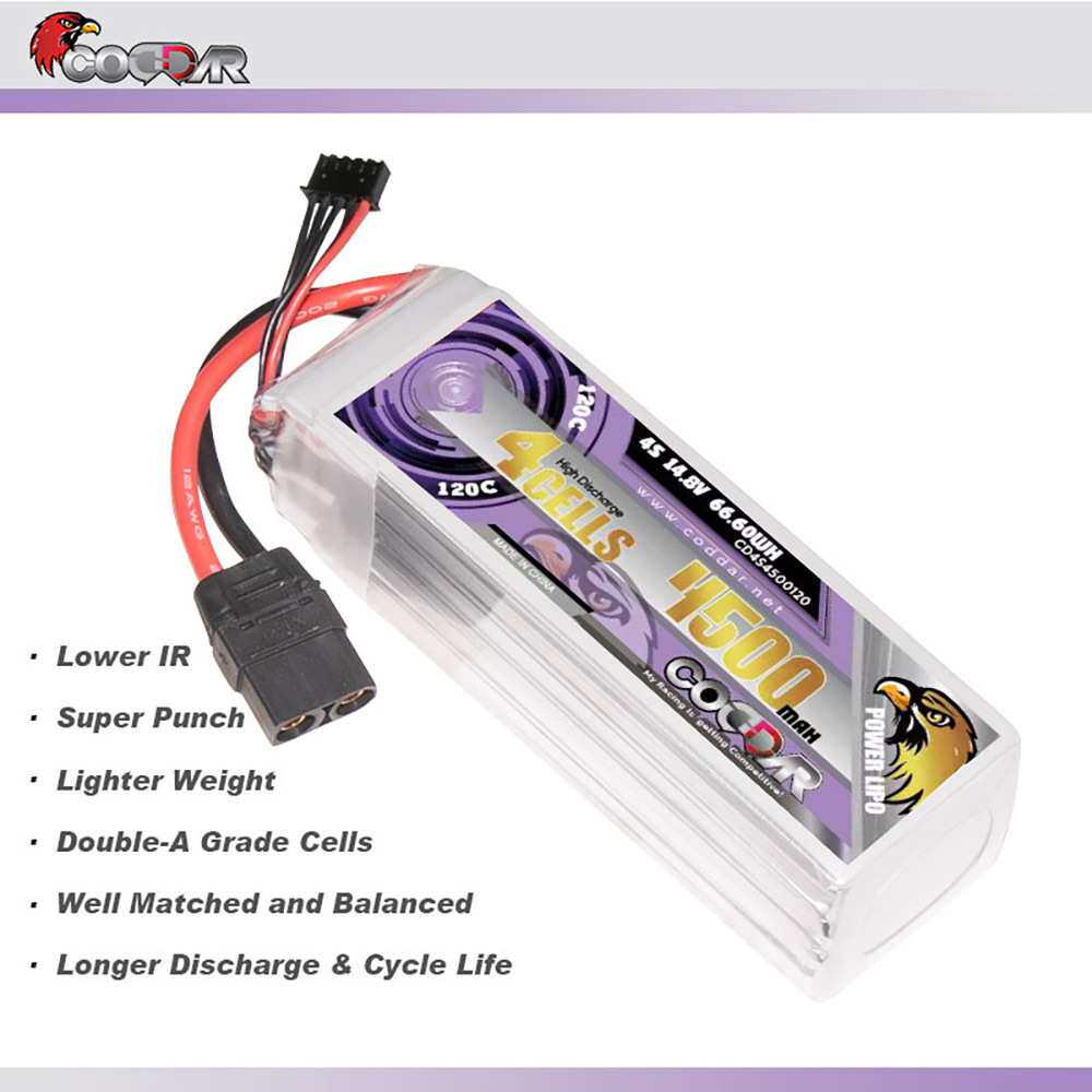 CODDAR鹰氪4500MAH 4S 14.8V 120C船模RC1/8车模航模固定翼锂电池