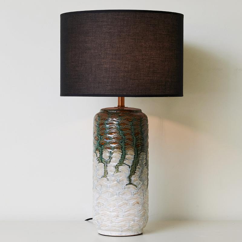 侘寂风手工陶瓷台灯复古新中式民宿酒店设计师客厅卧室床头装饰灯