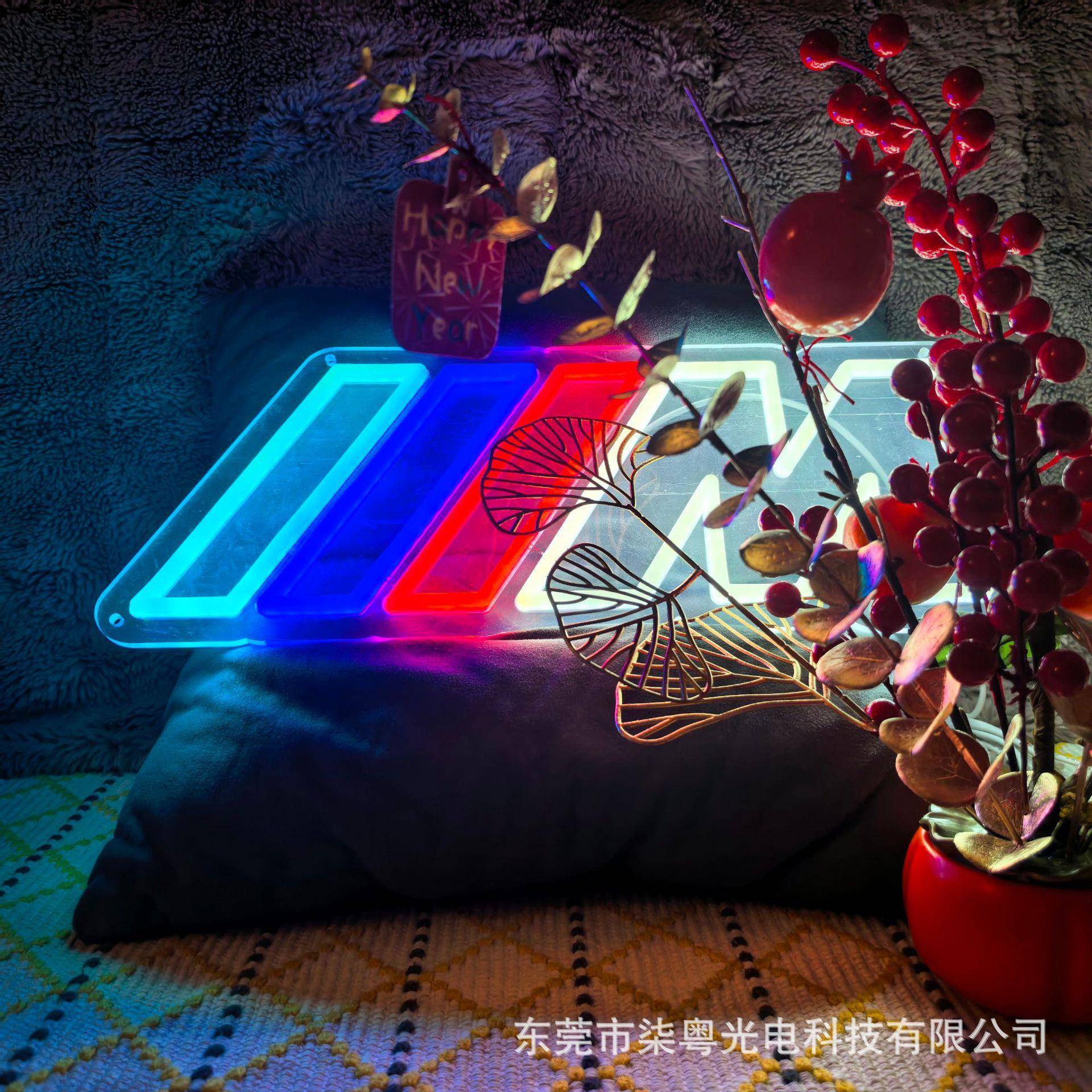 跨境亚马逊led霓虹灯宝马M标志汽车造型网红墙游戏厅装饰装饰灯