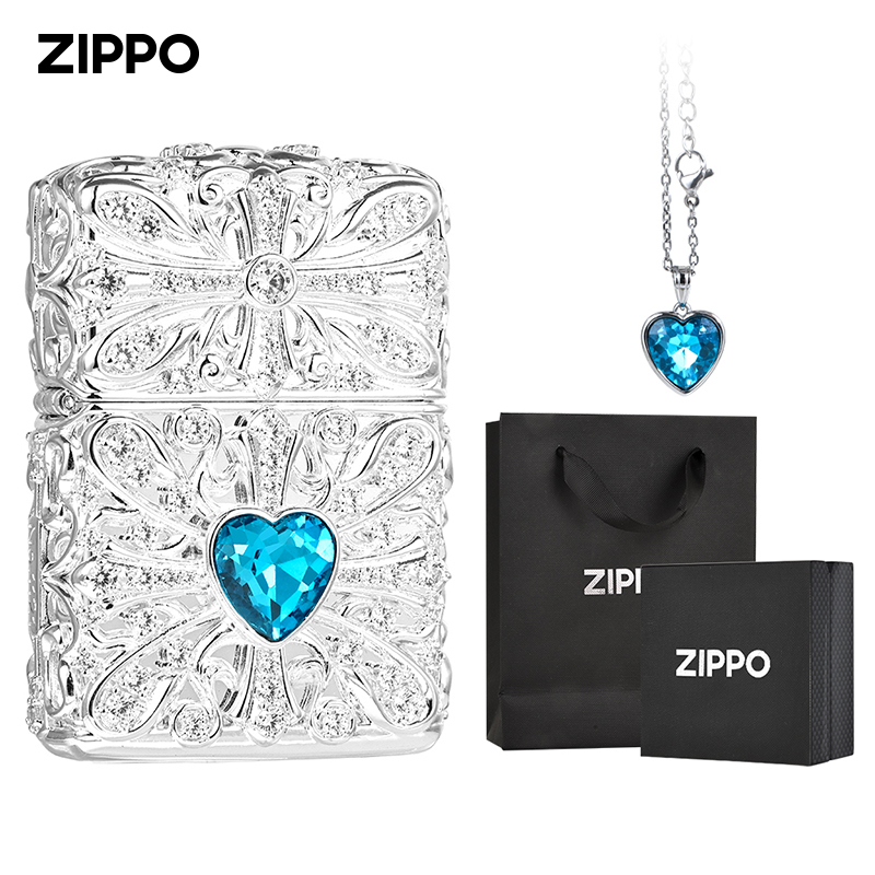 ZIPPO海洋之心打火机套装 独立编码收藏版 防风煤油打火机礼盒装