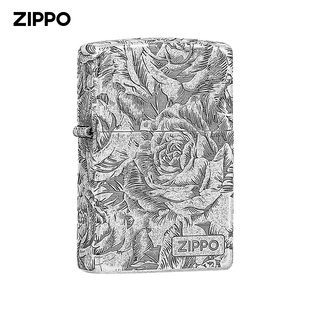 ZIPPO仿古银 防风煤油打火机送男友礼物 热恋玫瑰打火机芝宝