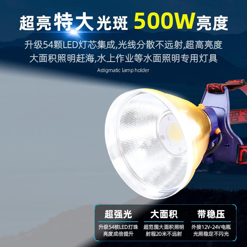12v黄光白光头灯led户外防水LED强光超亮大光圈泛光照明24v外接灯