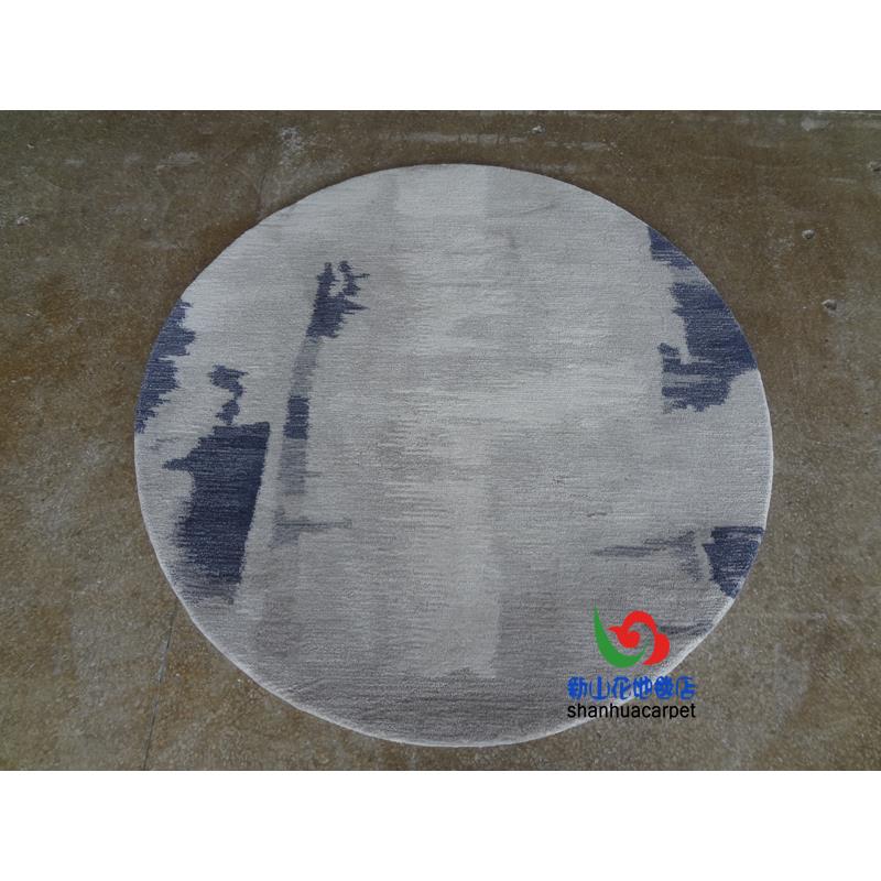 新中式水墨画圆形手工羊毛简约客厅茶几地毯餐厅书桌椅子玄关阳台