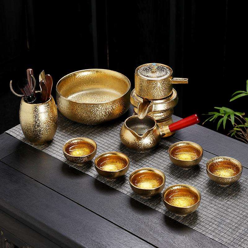 鎏金懒人石墨自动茶具套装旋转冲泡茶壶中式喝茶神器家用功夫全套