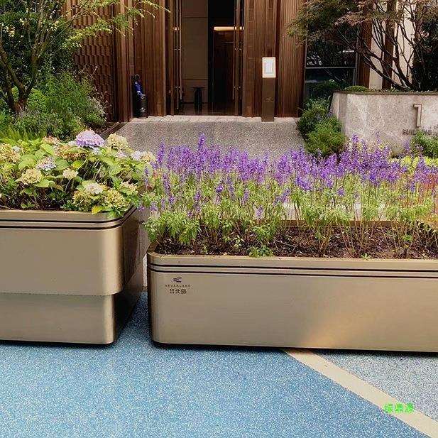 户外景观美陈不锈钢花箱商业街市政外摆移动花槽售楼部花坛种树箱