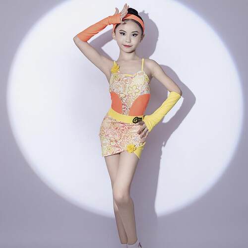GTYDANCE少儿拉丁舞服2024新款女童夏季吊带拉丁舞练功服L22845