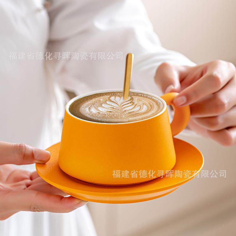 陶瓷手冲咖啡杯带碟带勺子早餐杯下午茶赠领导长辈办公家用咖啡杯