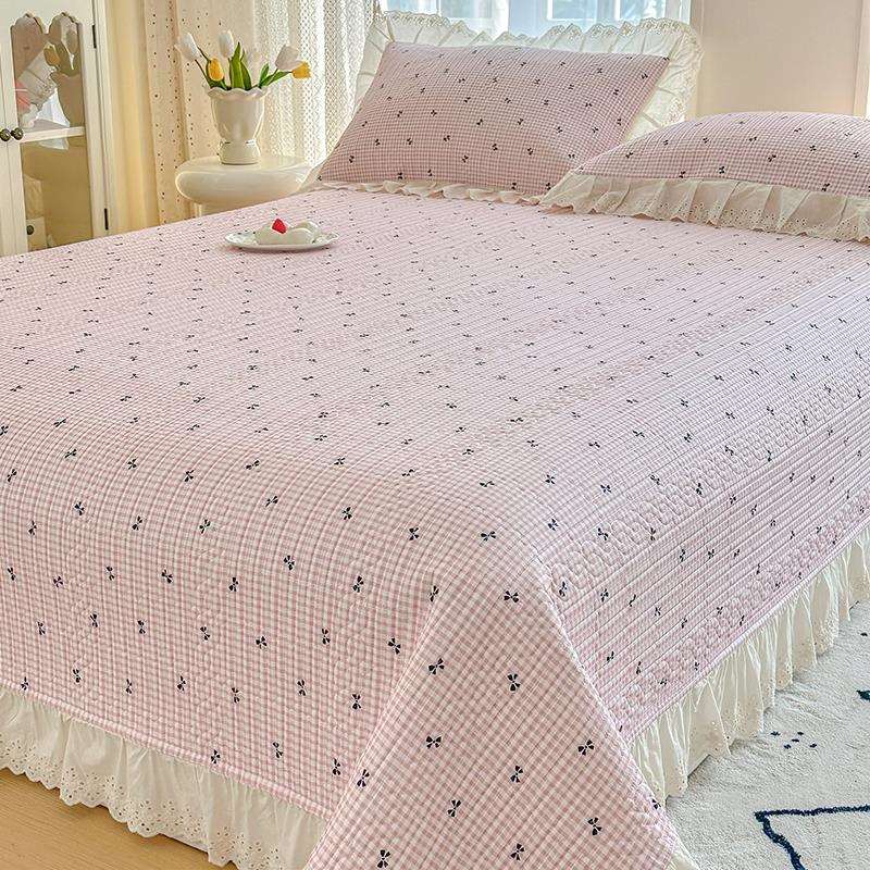 A类夏季莫代尔凉感床盖三件套花边床单防滑天丝床单人榻榻米炕盖