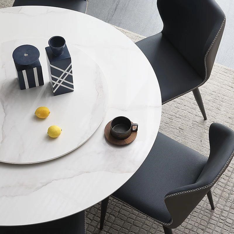 岩板圆形餐桌餐桌椅转盘意式旋转小户型现代简约轻奢组合家用饭桌