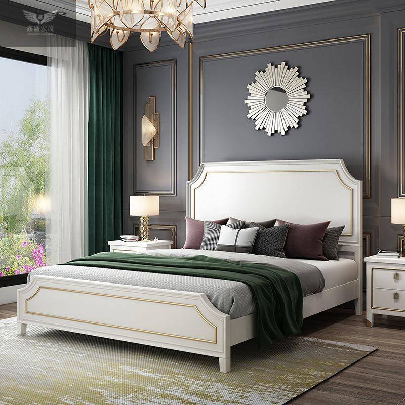 【折扣价】家用欧式床白色主卧婚床美式轻奢实木床1.8米现代简约