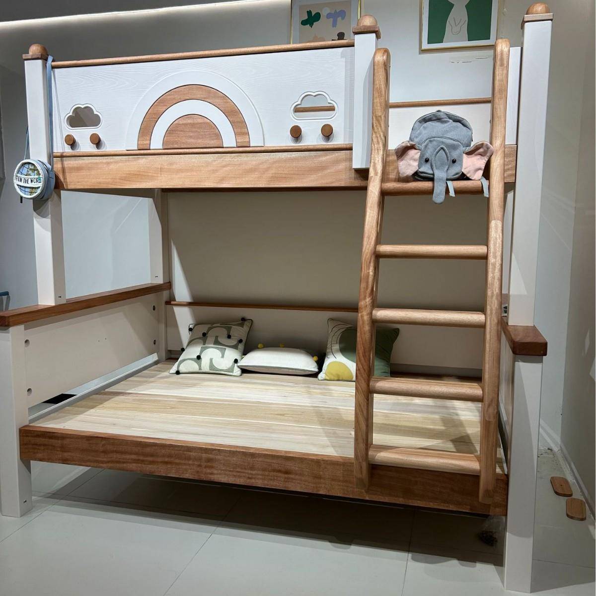 【折扣价】全实木纯实木云朵上下铺彩虹儿童高低床红檀木樱桃木子