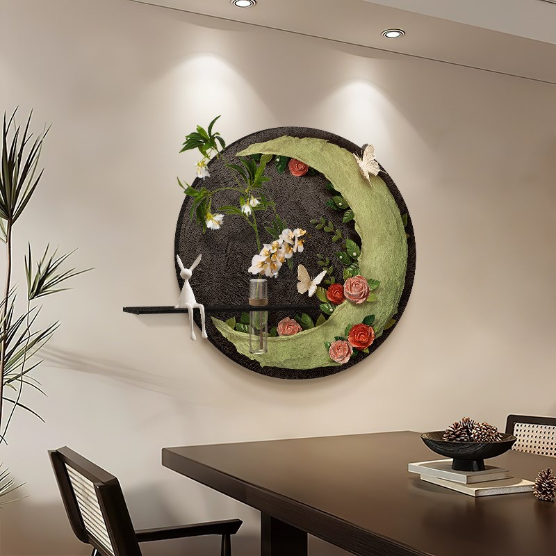 水培绿植餐厅装饰画2025新款中古风复古客厅挂画立体花卉砂岩壁画图片