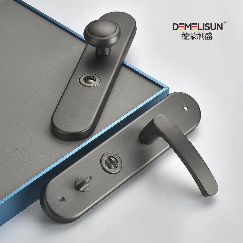 丽旺不锈钢入户门拉手电镀枪灰色厚度2.5单活功能防盗门门锁ZS-07