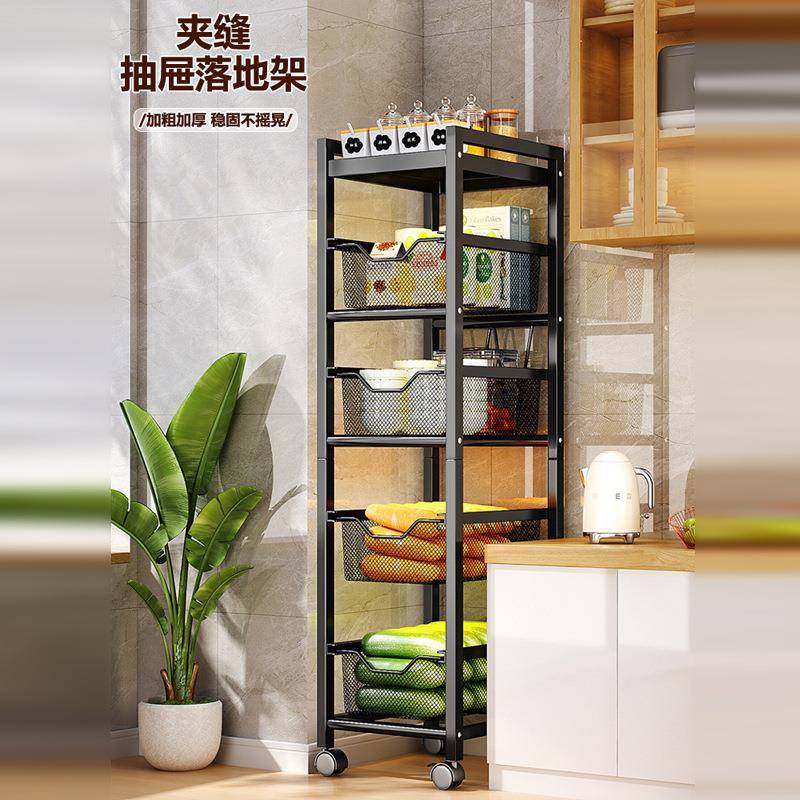 厨房客厅落地带轮小推车多层收纳可移动置物架夹缝窄缝多功能架子