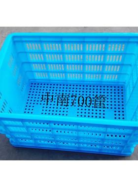 工厂直销蓝色熟料加厚周转箩筐生产车间700框内径:630X440X390MM