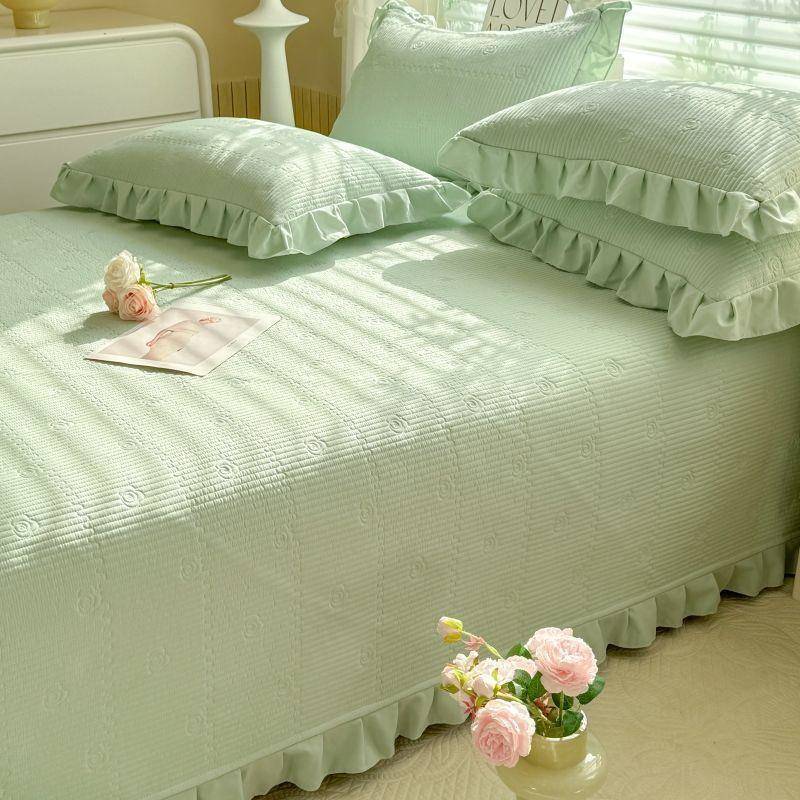 【折扣价】新款水洗棉床盖三件套加厚夹棉床单双人家用榻榻米床褥