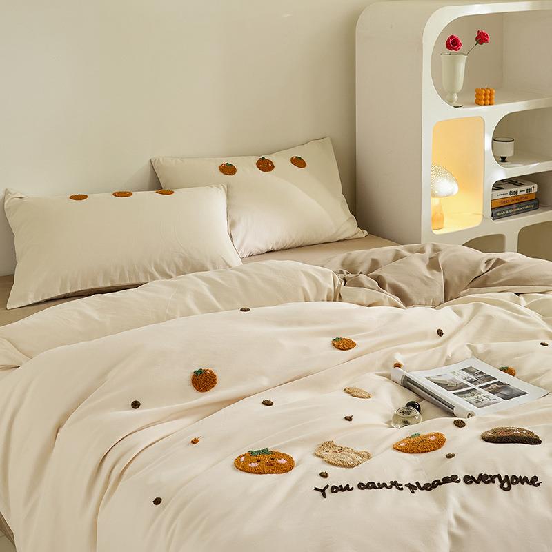 【折扣价】A类小清新100支长绒棉磨毛四件套纯棉加厚被套床单笠全