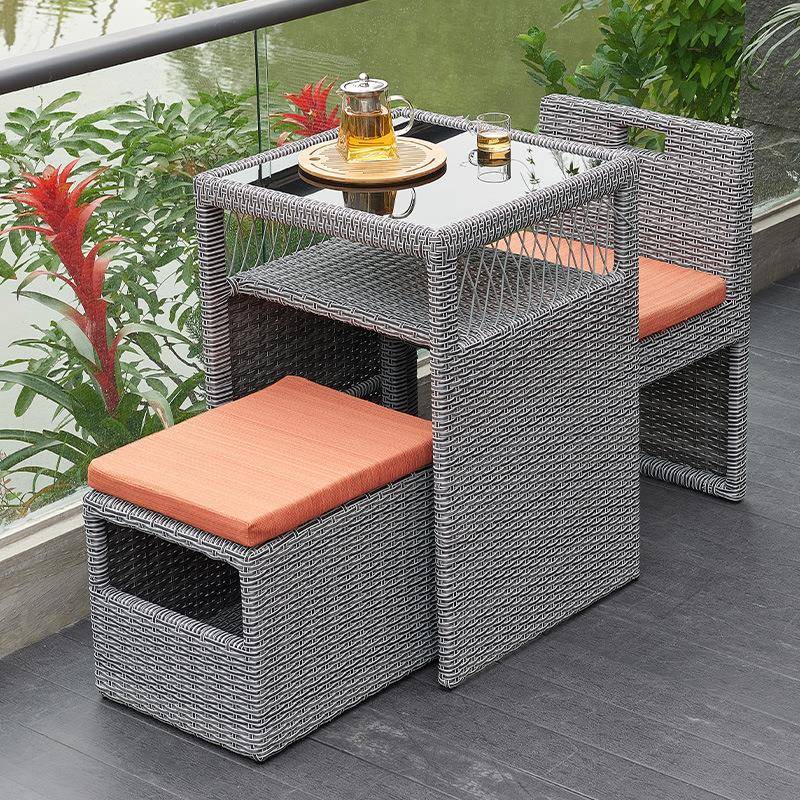 【折扣价】阳台茶桌椅组合迷你小户型卧室公寓休闲区布置藤椅一桌