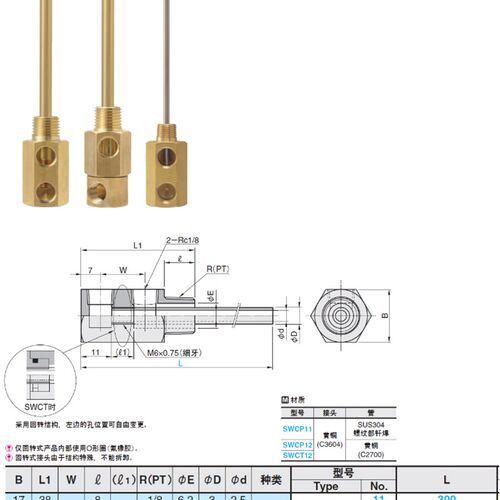 米思米标准模具点式冷却管固定式运水针SWCP11SWCT12旋转式冷却管