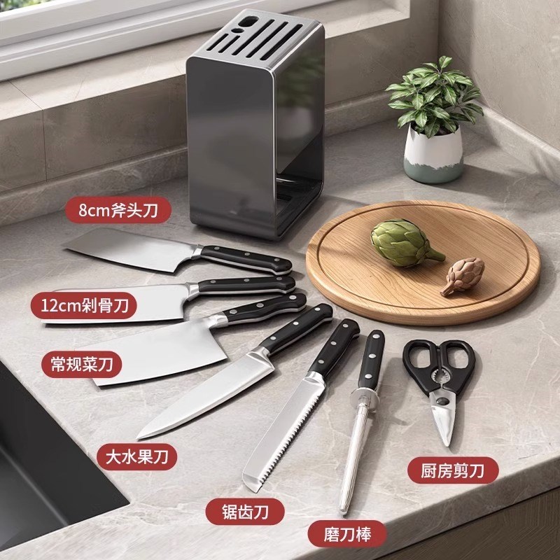 白色菜刀架置物架台面放菜刀架一体壁挂式家用刀具收纳层架刀座图片