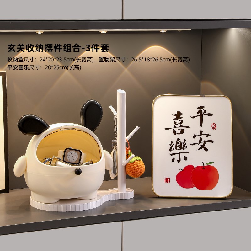 墩墩狗玄关收f纳盒入户进门口钥匙置物架摆件客厅电视柜高档装饰