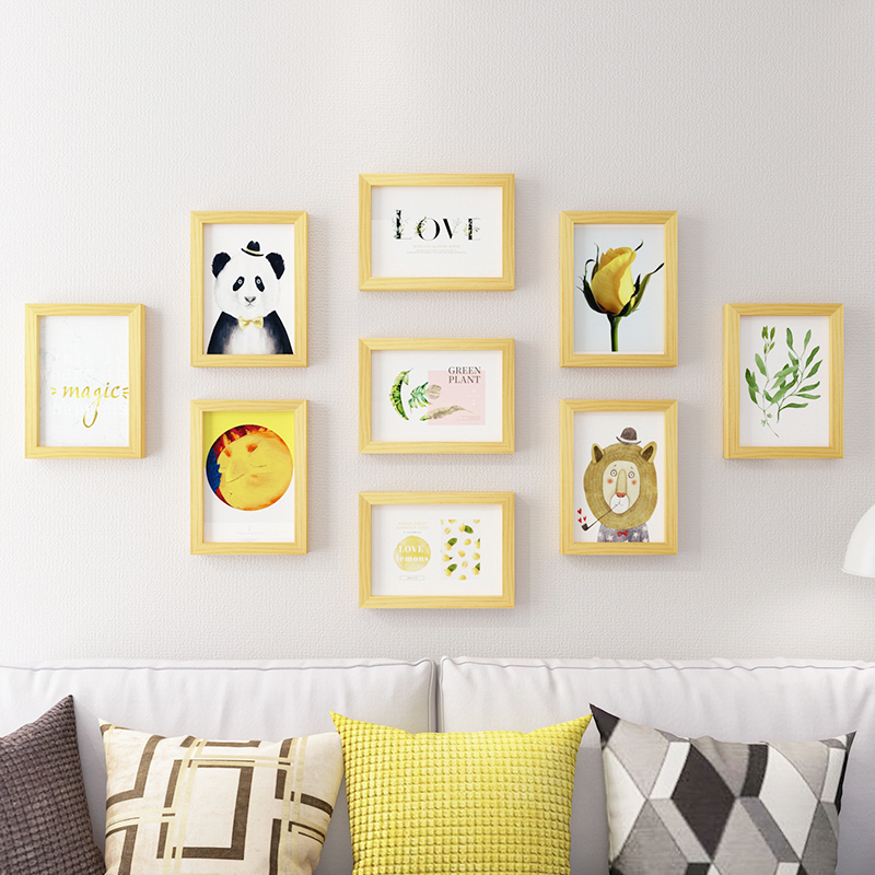 简约照片墙相框挂墙免打孔5 6 7 8 1I0寸客厅卧室组合框装饰九宫