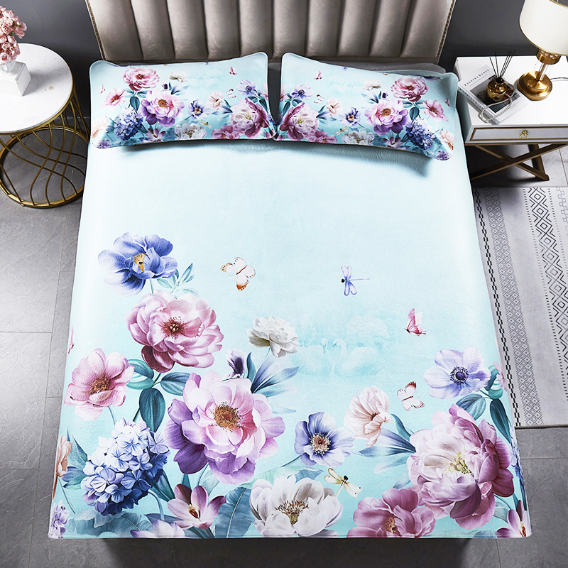 【特厚】彩绘头层水牛皮凉席w可折叠真皮软床席子1.8m床上三件套