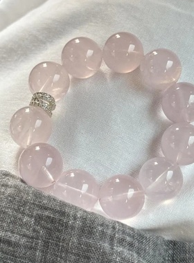 天然大颗粒星光比克粉水晶手串女款招桃花简约手串饰品送朋友礼物