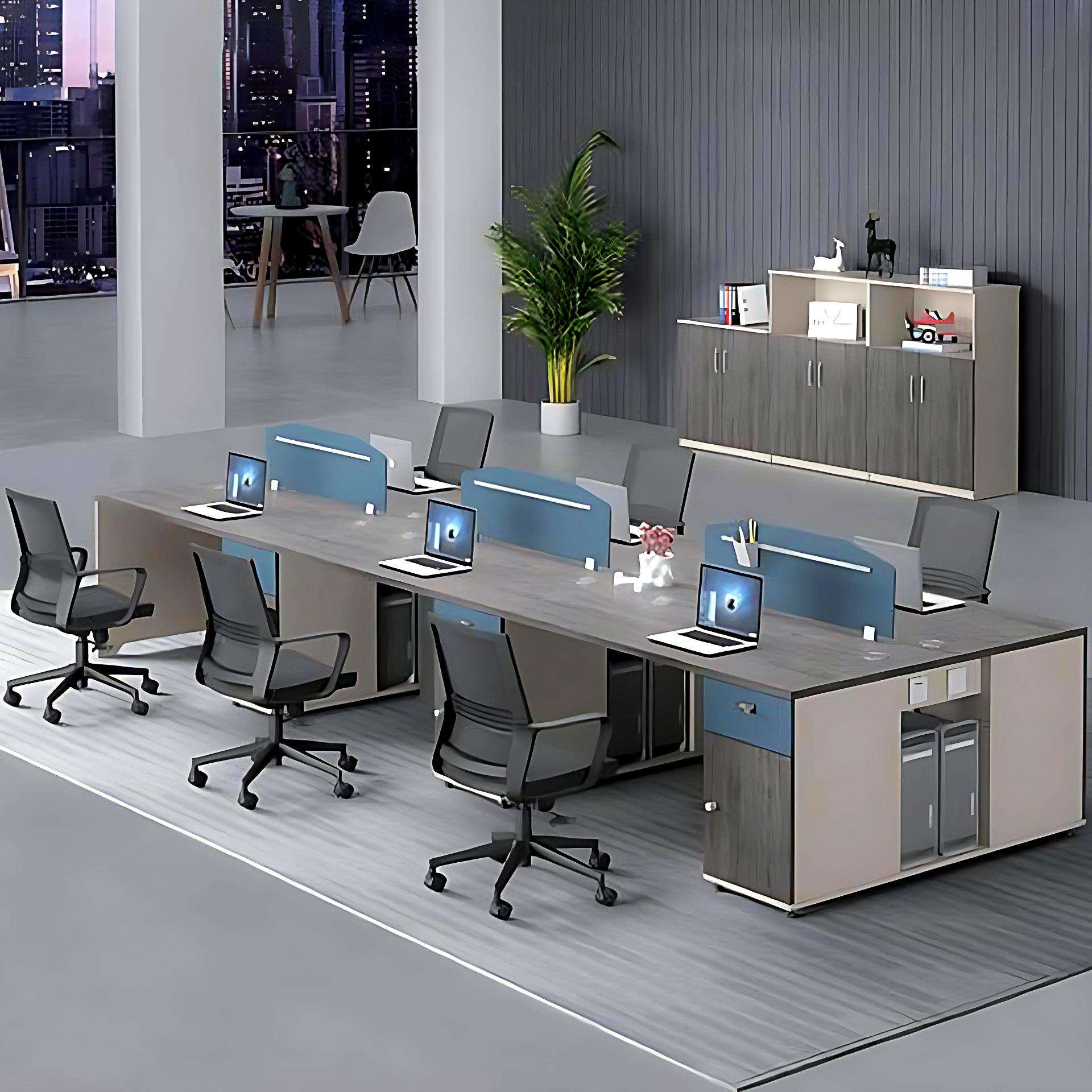 办公室职员办公桌四人位组合简约现代员工电脑桌办公桌椅组合