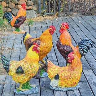 花园庭院景观雕塑公鸡母鸡摆件玻璃钢工艺品农家风格美陈造景户外