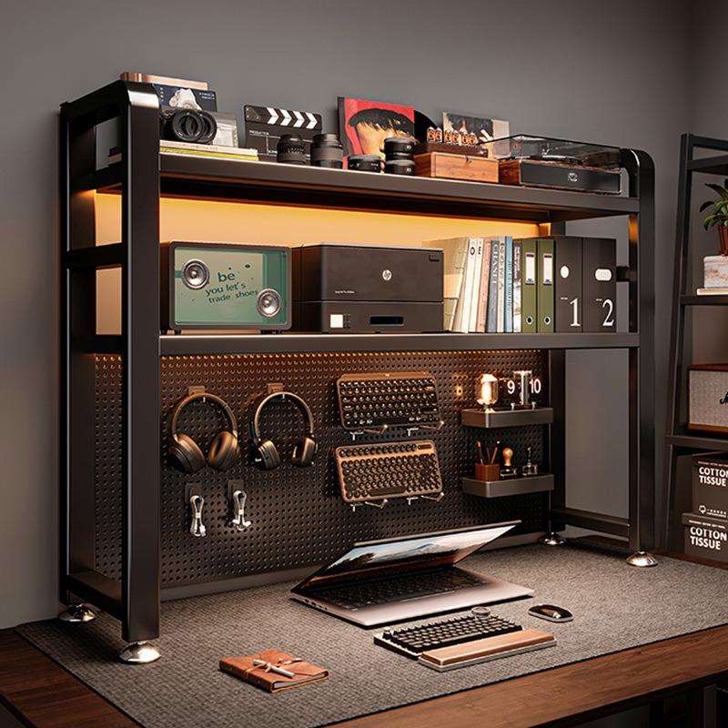 桌面置物架洞洞板办公桌立式多层桌上书架书桌一体收纳电脑桌工位