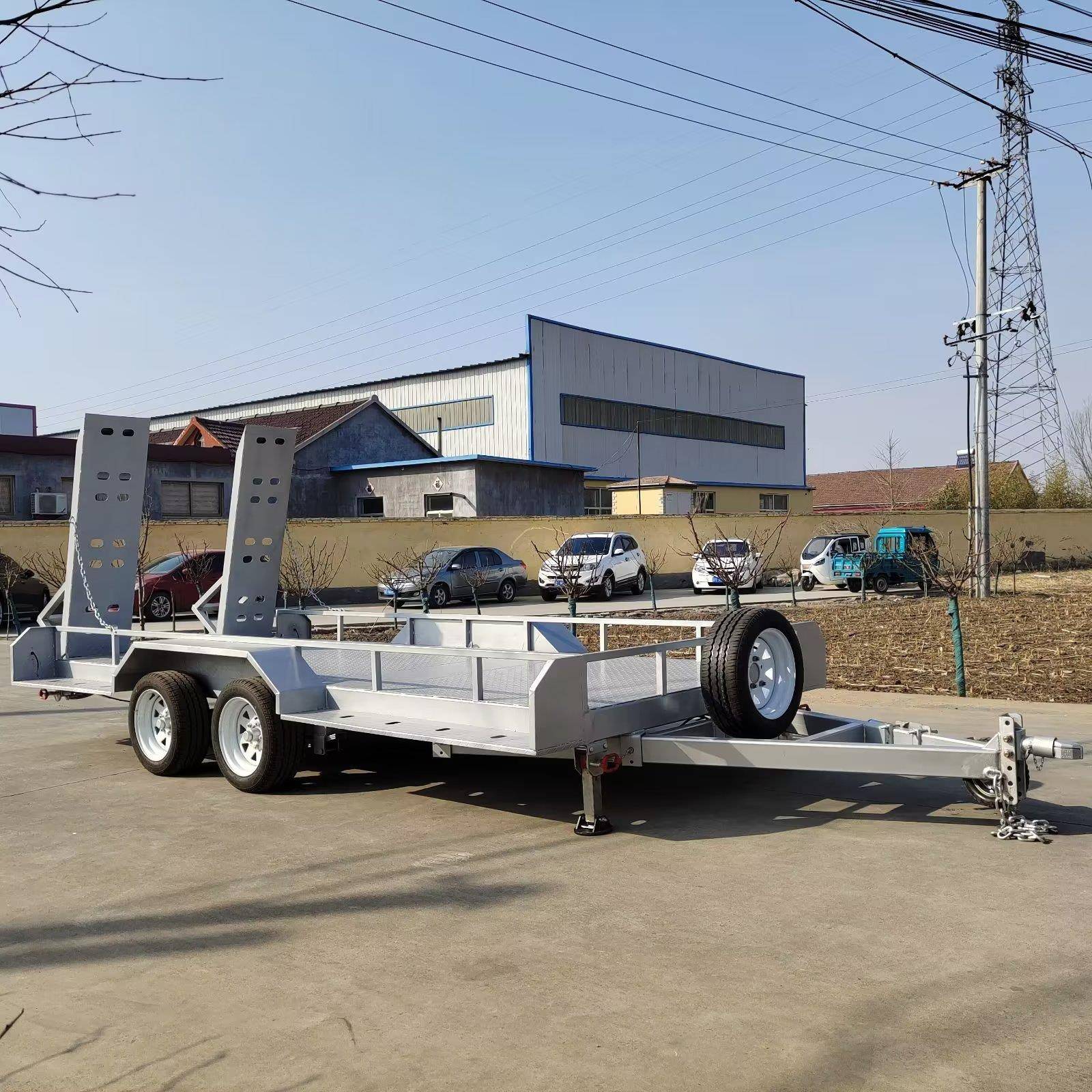 吨液压自卸式伸缩爬梯车车辆运输车牵引式车辆机械平板拖挂车