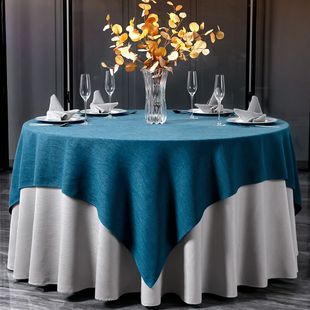 棉麻桌布酒店圆桌台布2024轻奢高级感餐L厅圆形餐桌布商用定制布