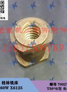 2765W6070 T30 25铣床X L 桂林 661螺母0配件/左/X*