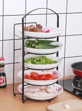 和挂墙菜盘架子多层放碗厨房可折叠家用的盘子上台面碗架收纳置备