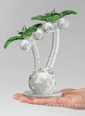 水晶摆件仿真椰子树橱窗展示装饰桌面摆件抖音直播间新品两棵椰树
