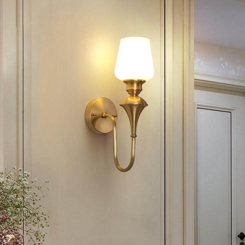 全铜法式复古简欧客厅背景墙卧室床头网红灯壁灯简约美式轻奢壁灯