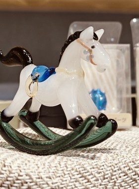 淄博琉璃非遗手工装饰品t摇摇马桌面摆件马上有钱家居摆放玄关礼
