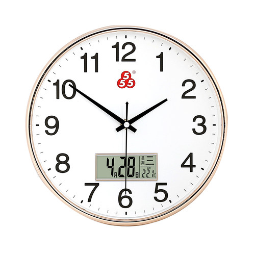 上海555三五i牌石英钟静音时尚简约挂钟客厅卧室教室家用墙上挂表