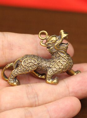 迷你小号复古铜器招财铜钱貔貅桌面小摆件茶宠创意礼品黄铜工艺品