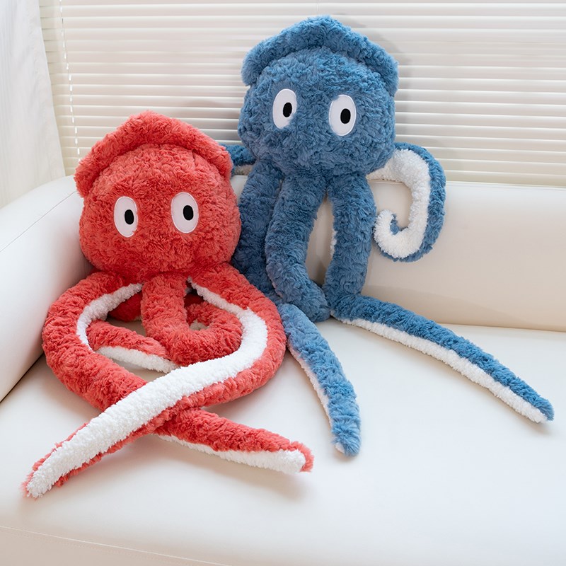 可爱鱿鱼仔长腿八l爪鱼抱枕章鱼毛绒玩偶女生睡觉夹腿陪睡公仔娃