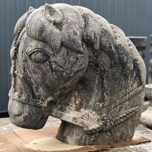 石雕仿古复古青石马头马首石马摆件做旧摆放庭院别墅饭店酒店装饰