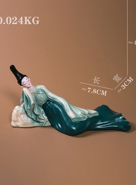 新中式创意祇此h青绿仕女摆件艺术轻奢家居客厅酒柜装饰品摆设乔