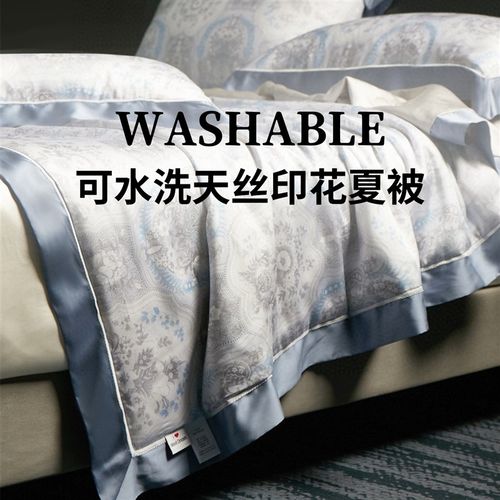 可水洗天丝印花i夏凉被芯薄款夏季裸睡可暴晒桑蚕丝四件套空调被
