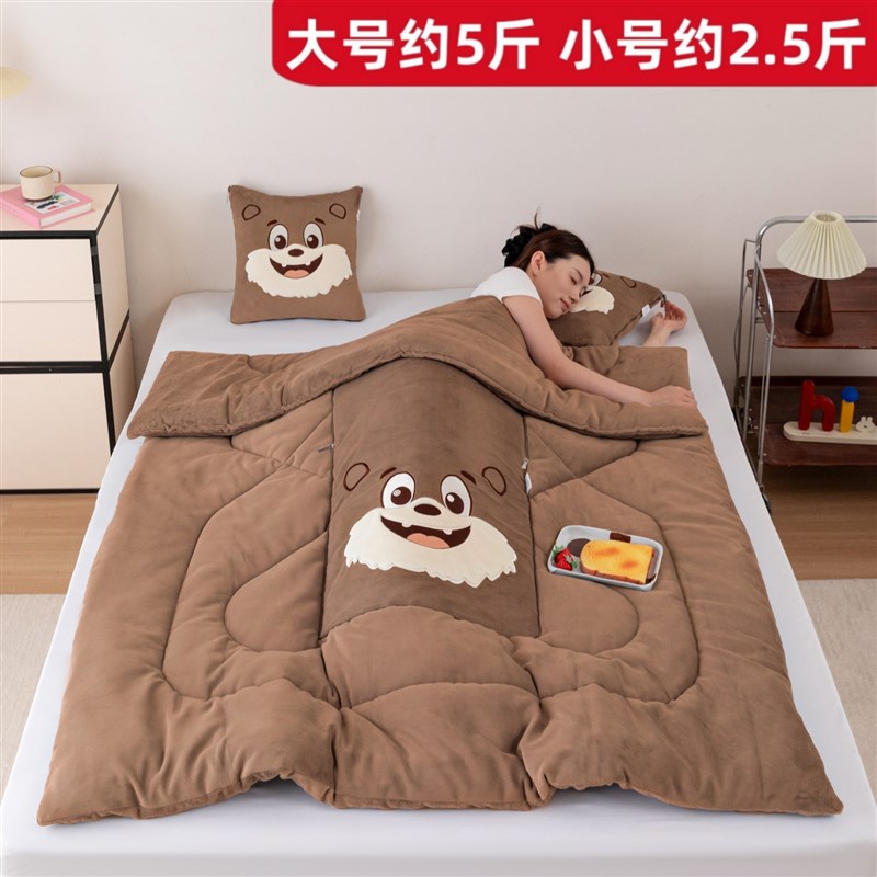 抱枕被子两用二合一牛奶绒加厚汽车载枕J头办公室午睡毯子冬天靠