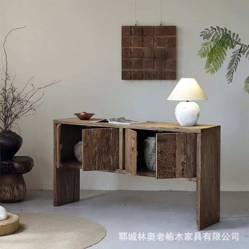定制款老榆木斗柜落地式靠墙收纳储物柜客厅边柜实木条案柜子矮柜图片